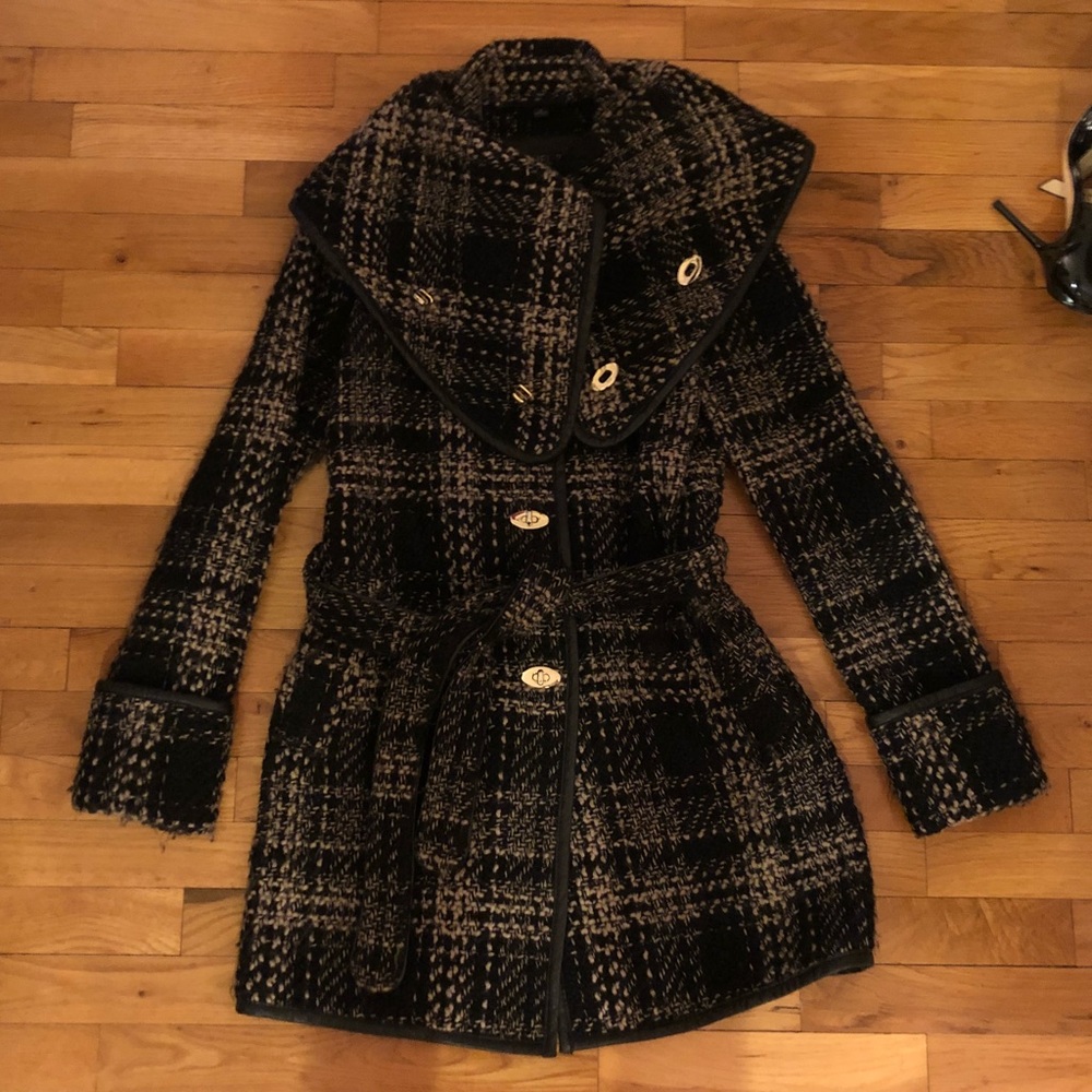 Rachel Zoe Greta Tweed Coat w oversized collar